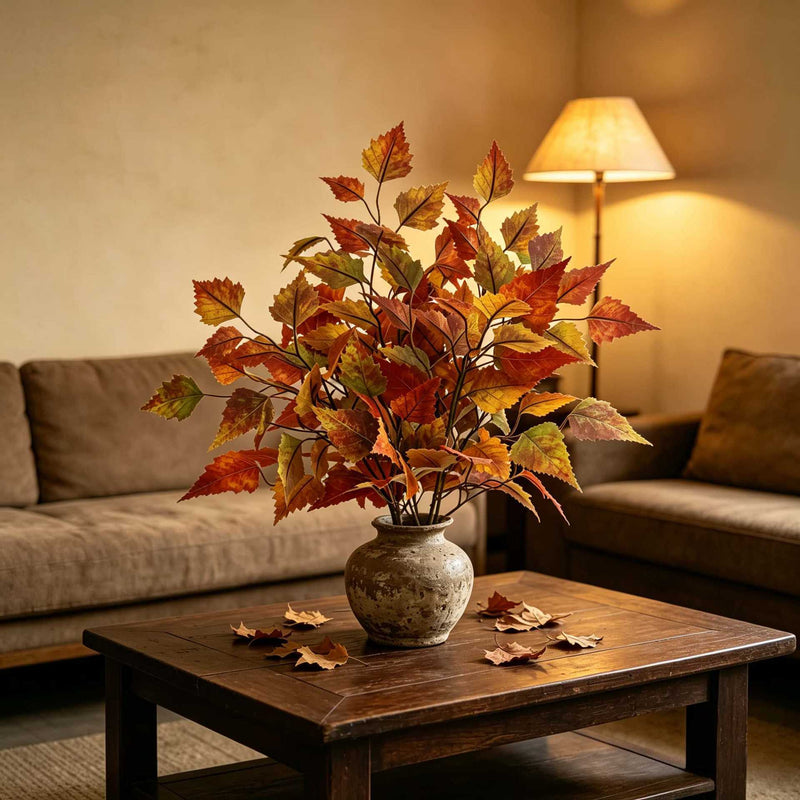 Faux Maple Leaf Branch, 22" Real-Touch Autumn Leaves, Perfect for Home Decor, Weddings, Thanksgiving Centerpieces, and Floral Arrangements