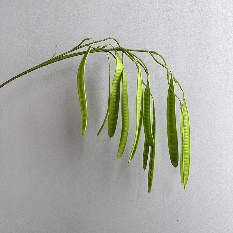 Realistic Faux Pea Pod, 26" Long Decorative Green & Yellow Bean Stem, Perfect for Home Decor, Weddings, Events, and DIY Floral Arrangements