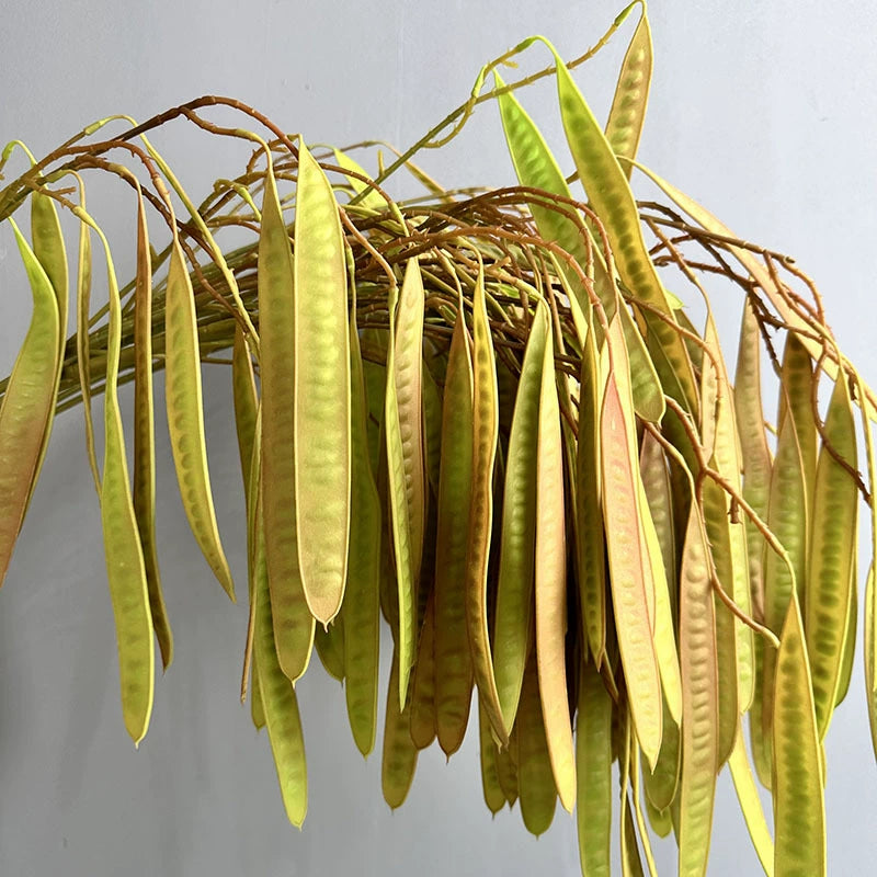 Realistic Faux Pea Pod, 26" Long Decorative Green & Yellow Bean Stem, Perfect for Home Decor, Weddings, Events, and DIY Floral Arrangements
