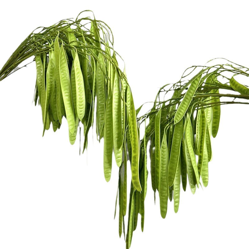Realistic Faux Pea Pod, 26" Long Decorative Green & Yellow Bean Stem, Perfect for Home Decor, Weddings, Events, and DIY Floral Arrangements