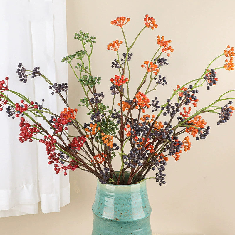 Artificial Berry Vine, 31" Realistic Faux Berries in Red, Blue, and Green, Perfect for Home Decor, Weddings, & Seasonal Celebrations