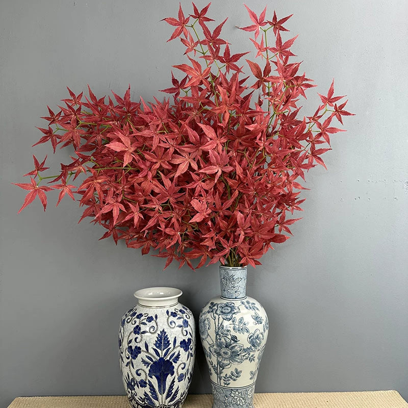 Artificial Red Maple Leaves Decorative Potted Plant, 43" Real-Touch Faux Foliage, Perfect for Home Decor, Weddings, Events, and Seasonal Displays