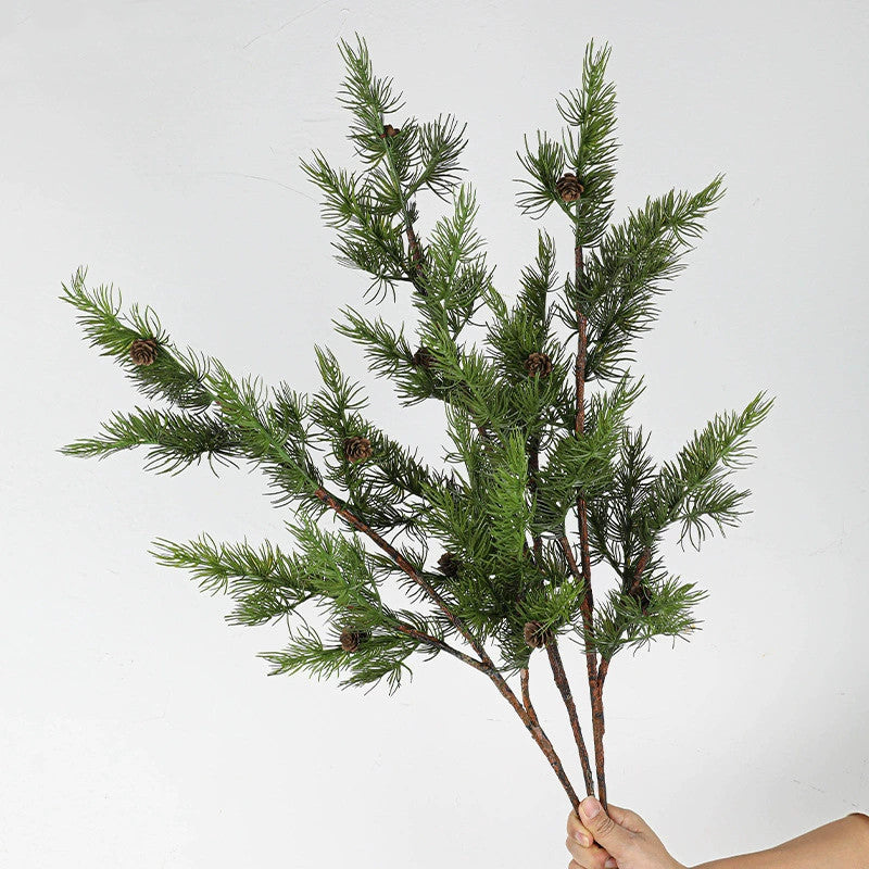 Realistic Pine Needle Branch with Pinecones, 37" Faux Greenery for Home Decor, Wedding, Cafe, and Seasonal Arrangements