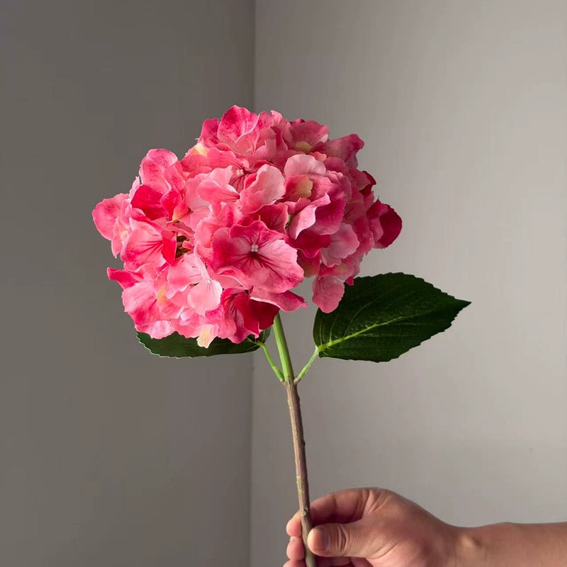 Large Petal Gradient Hydrangea Faux Flower, Deep Purple, 18" Real-Touch, Perfect for Home Decor, Weddings, and Seasonal Events