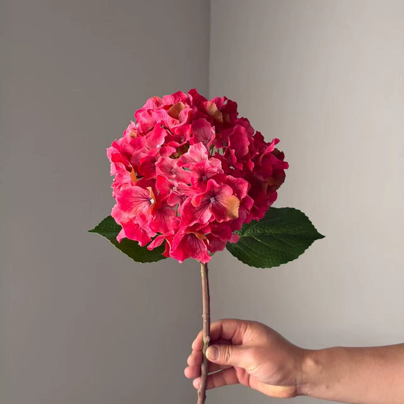 Large Petal Gradient Hydrangea Faux Flower, Deep Purple, 18" Real-Touch, Perfect for Home Decor, Weddings, and Seasonal Events