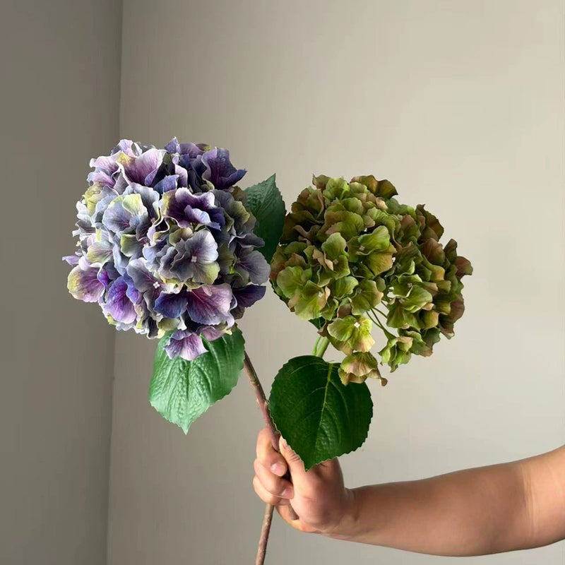 Large Petal Gradient Hydrangea Faux Flower, Deep Purple, 18" Real-Touch, Perfect for Home Decor, Weddings, and Seasonal Events