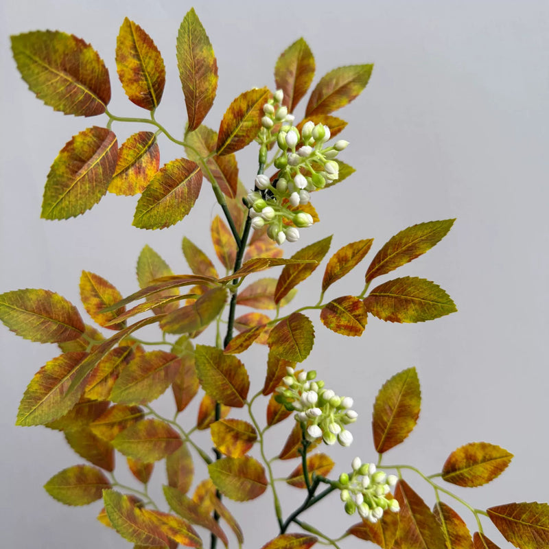 Artificial Elm & Beech Leaves 34" Real-Touch Home Decor, Autumn & Green, Perfect for Vases, Weddings, Events, Rustic Decor