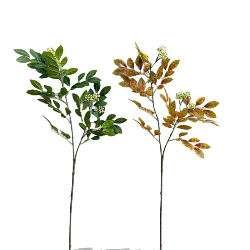 Artificial Elm & Beech Leaves 34" Real-Touch Home Decor, Autumn & Green, Perfect for Vases, Weddings, Events, Rustic Decor