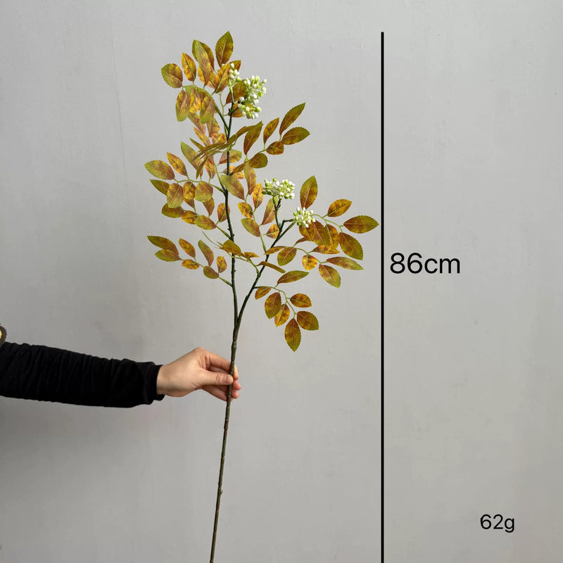 Artificial Elm & Beech Leaves 34" Real-Touch Home Decor, Autumn & Green, Perfect for Vases, Weddings, Events, Rustic Decor