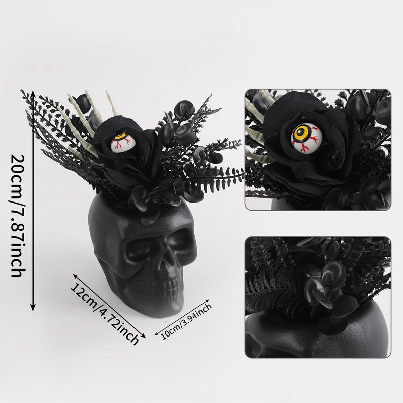 Halloween Skull Planter - 20" Plastic Skull Decorative Pot, Gothic Home Decor, Perfect for Parties & Events