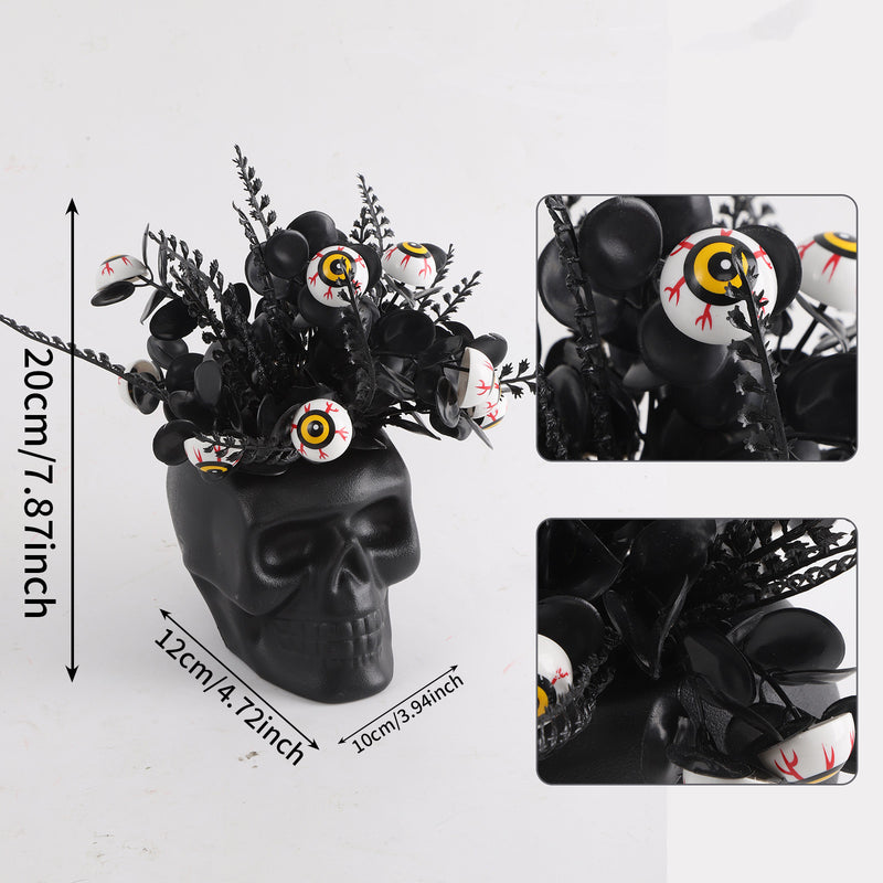 Halloween Skull Planter - 20" Plastic Skull Decorative Pot, Gothic Home Decor, Perfect for Parties & Events