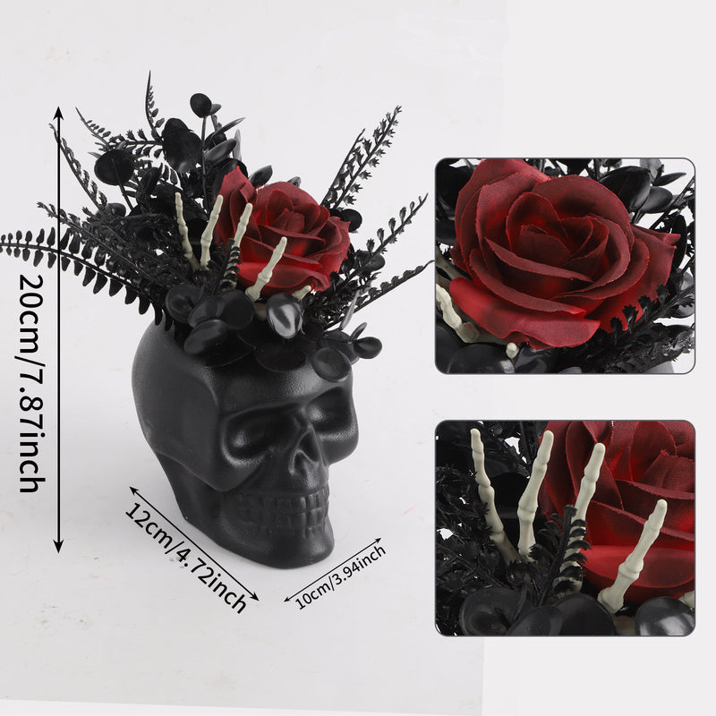 Halloween Skull Planter - 20" Plastic Skull Decorative Pot, Gothic Home Decor, Perfect for Parties & Events