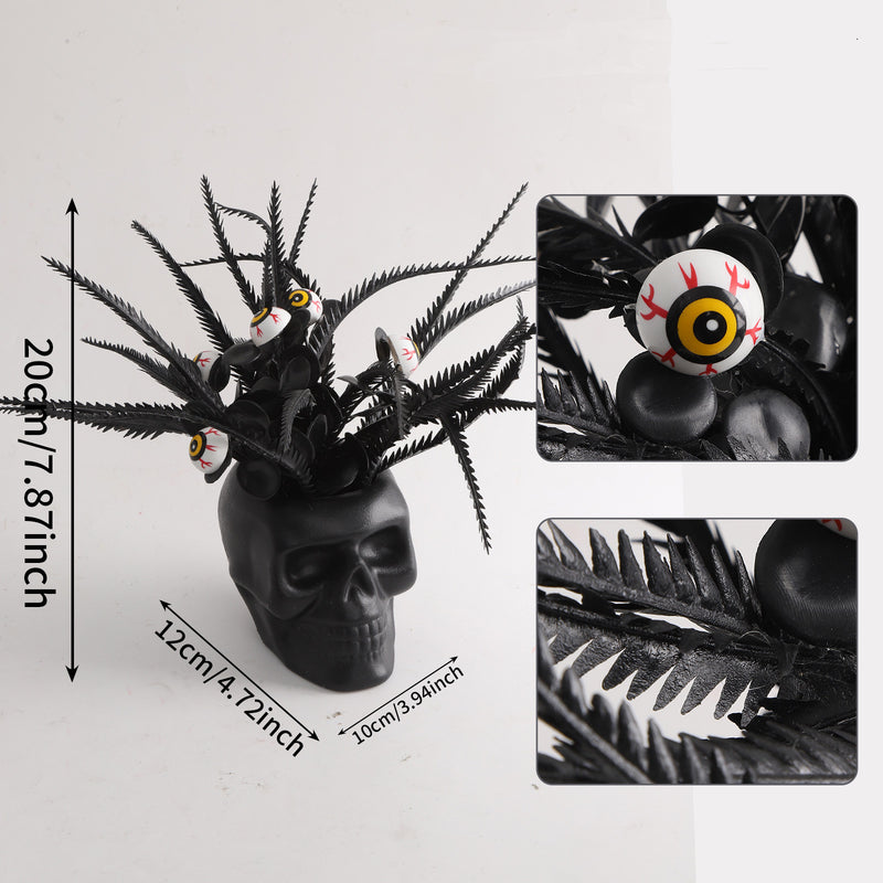 Halloween Skull Planter - 20" Plastic Skull Decorative Pot, Gothic Home Decor, Perfect for Parties & Events