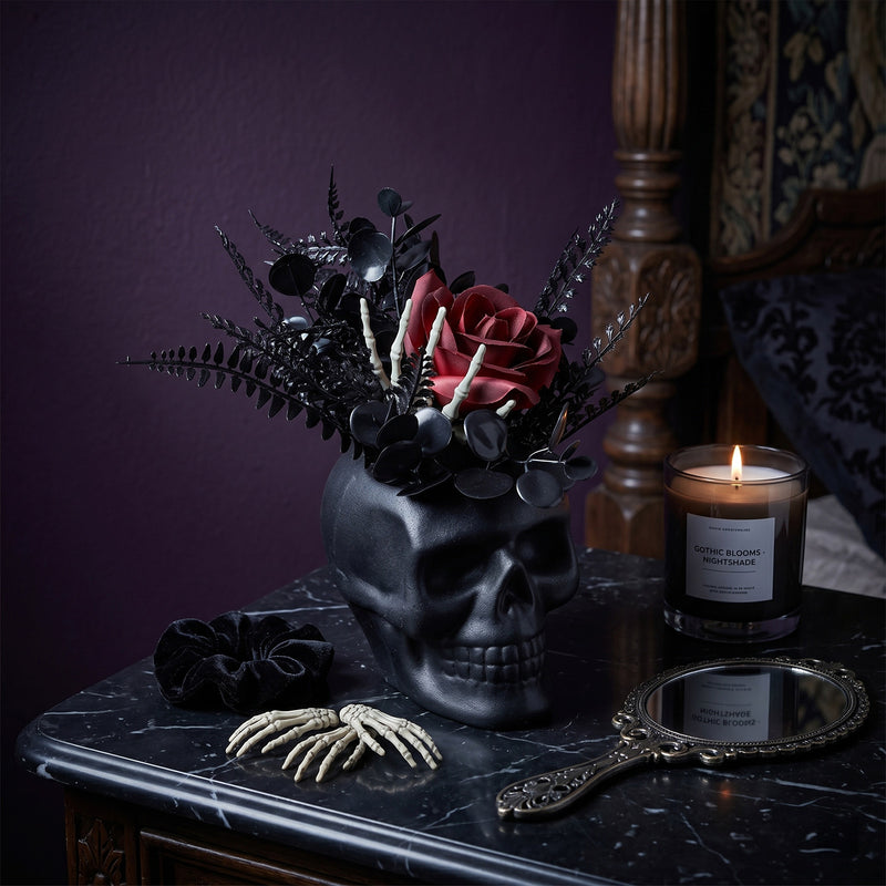 Halloween Skull Planter - 20" Plastic Skull Decorative Pot, Gothic Home Decor, Perfect for Parties & Events