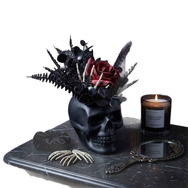 Halloween Skull Planter - 20" Plastic Skull Decorative Pot, Gothic Home Decor, Perfect for Parties & Events