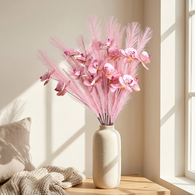 Real-Touch Orchid Stem Set, 28" Silk Faux Flowers, Elegant Home Decor, Perfect for Weddings, Events, and Table Centerpieces