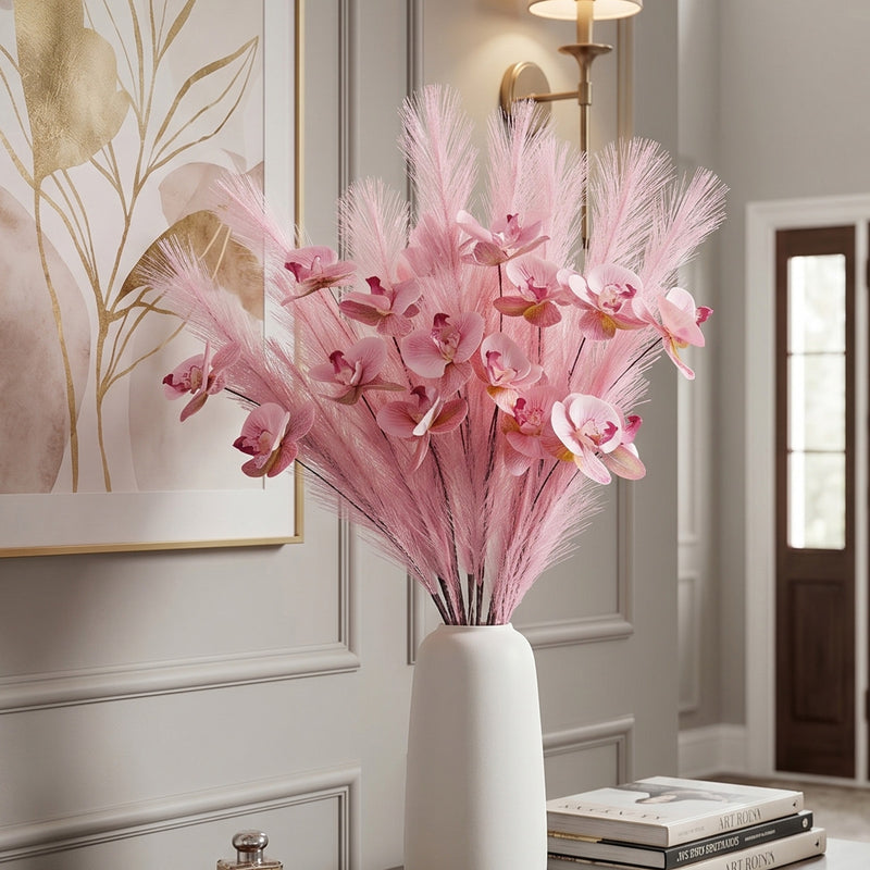 Real-Touch Orchid Stem Set, 28" Silk Faux Flowers, Elegant Home Decor, Perfect for Weddings, Events, and Table Centerpieces