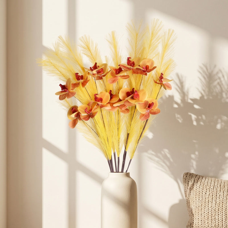 Real-Touch Orchid Stem Set, 28" Silk Faux Flowers, Elegant Home Decor, Perfect for Weddings, Events, and Table Centerpieces