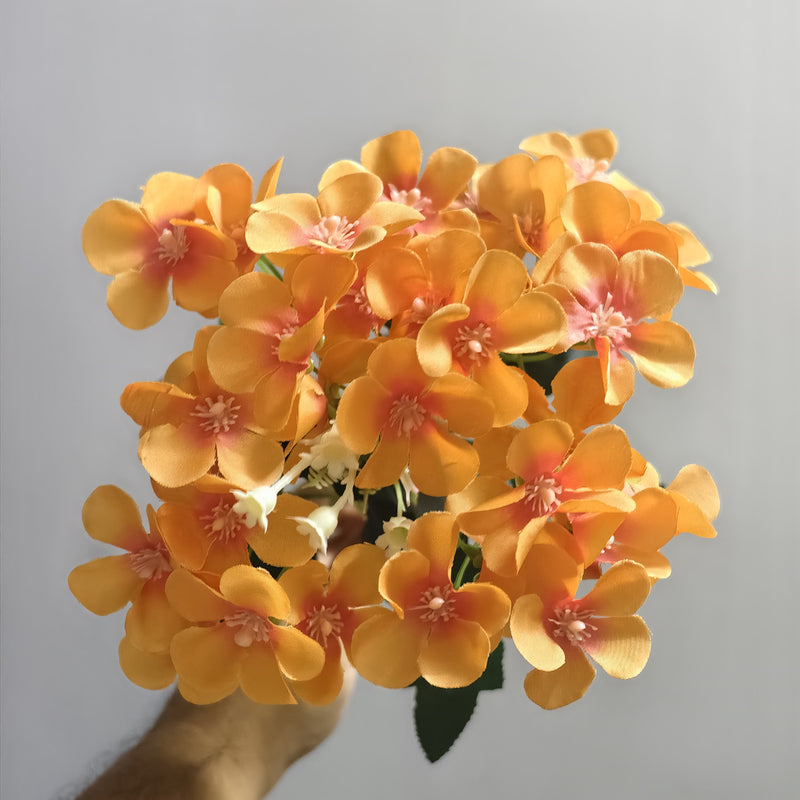 10" Tangerine Peach Faux Flower Bouquet, Silk Begonia, Perfect for Home Decor, Weddings, Seasonal Events, or Floral Arrangements