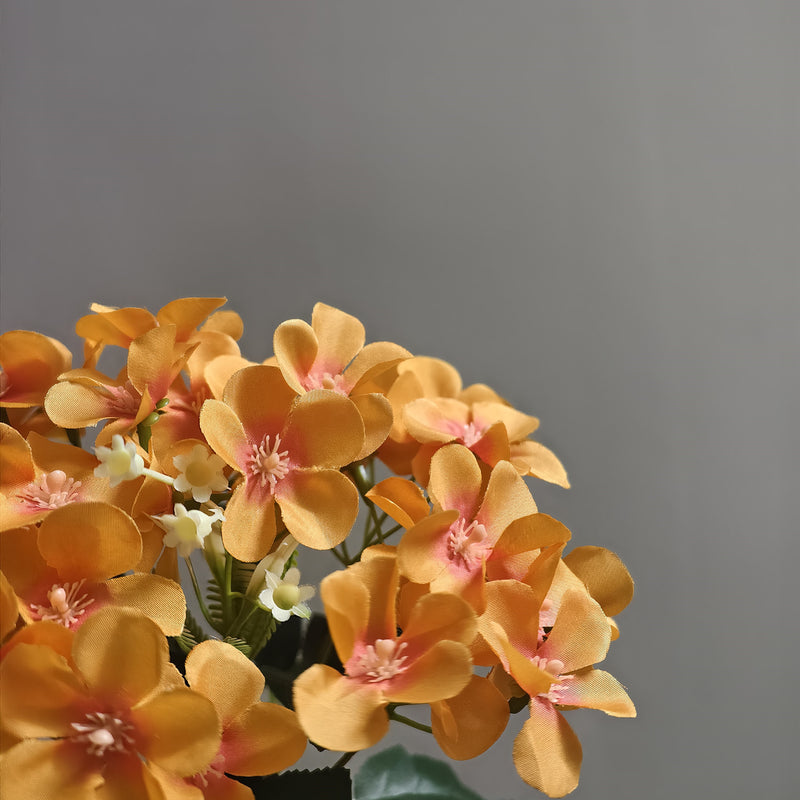 10" Tangerine Peach Faux Flower Bouquet, Silk Begonia, Perfect for Home Decor, Weddings, Seasonal Events, or Floral Arrangements