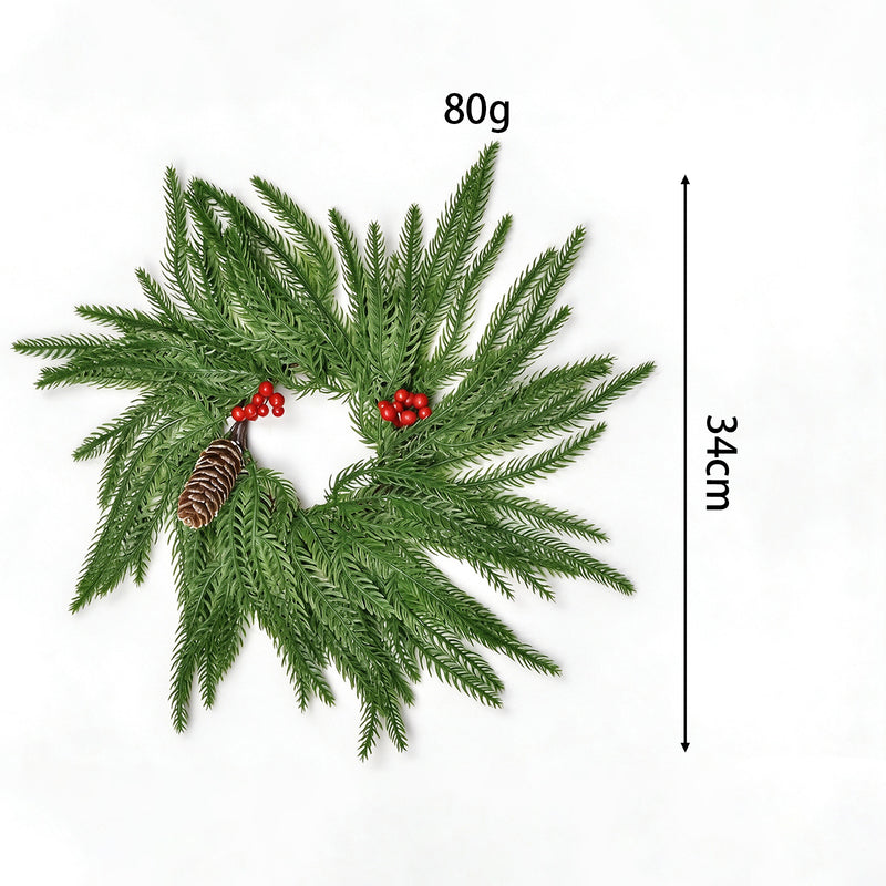 Christmas Wreath Candle Holder, Dual-Tone Noble Fir with Pine Needles, 6-Inch Holiday Decor for Home, Weddings, and Events