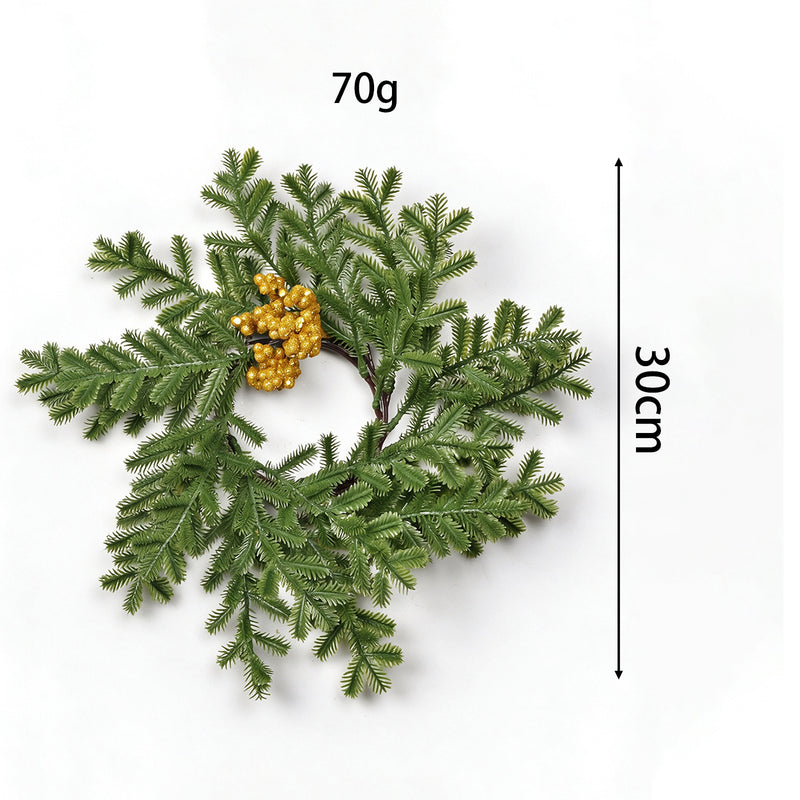 Christmas Wreath Candle Holder, Dual-Tone Noble Fir with Pine Needles, 6-Inch Holiday Decor for Home, Weddings, and Events