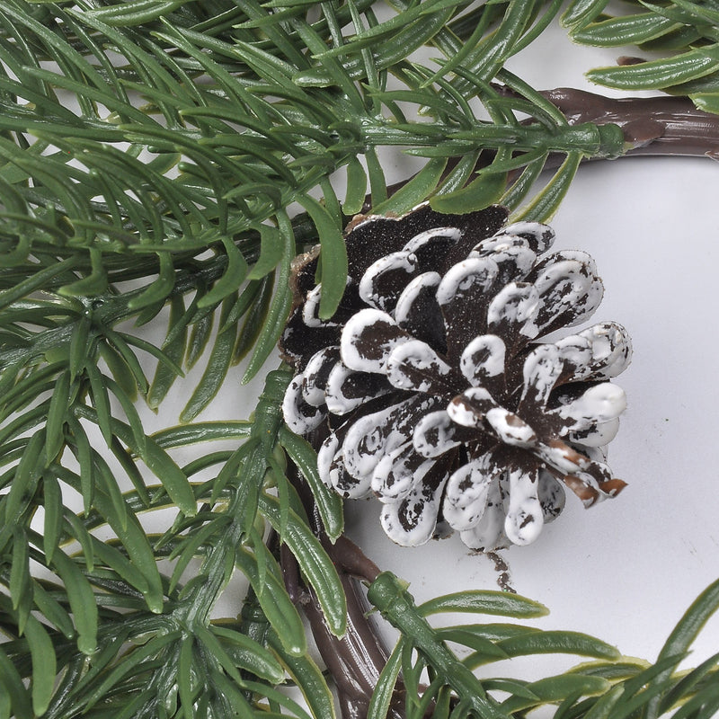 Christmas Wreath Candle Holder, Dual-Tone Noble Fir with Pine Needles, 6-Inch Holiday Decor for Home, Weddings, and Events
