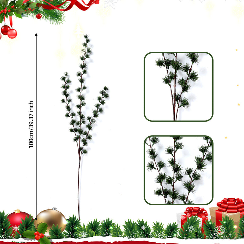 Christmas Mini Pine Branch, 29" Real-Touch Faux Pine Stem for Home Decor, Holiday Arrangements, Wedding & Event Planning
