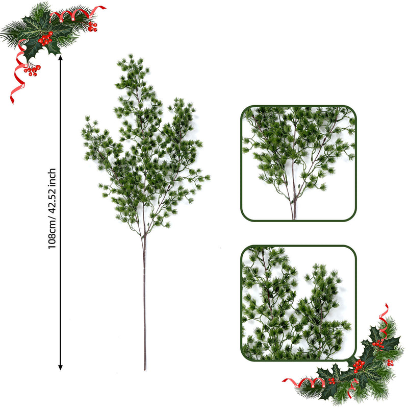 Christmas Mini Pine Branch, 29" Real-Touch Faux Pine Stem for Home Decor, Holiday Arrangements, Wedding & Event Planning