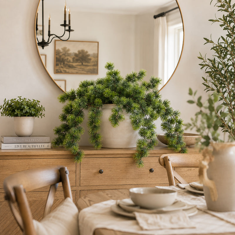 Christmas Mini Pine Branch, 29" Real-Touch Faux Pine Stem for Home Decor, Holiday Arrangements, Wedding & Event Planning