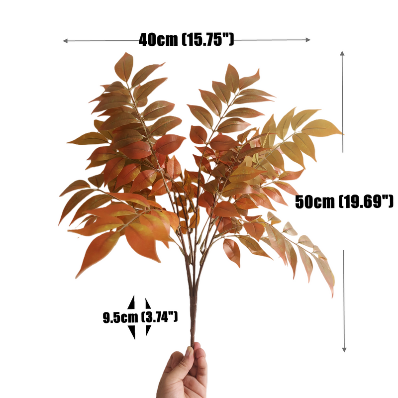 20" Rustic Fall Leaf Branches, Real-Touch Silk Foliage for Farmhouse Decor, Wedding Centerpieces, Thanksgiving Table Styling