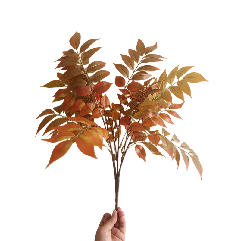 20" Rustic Fall Leaf Branches, Real-Touch Silk Foliage for Farmhouse Decor, Wedding Centerpieces, Thanksgiving Table Styling
