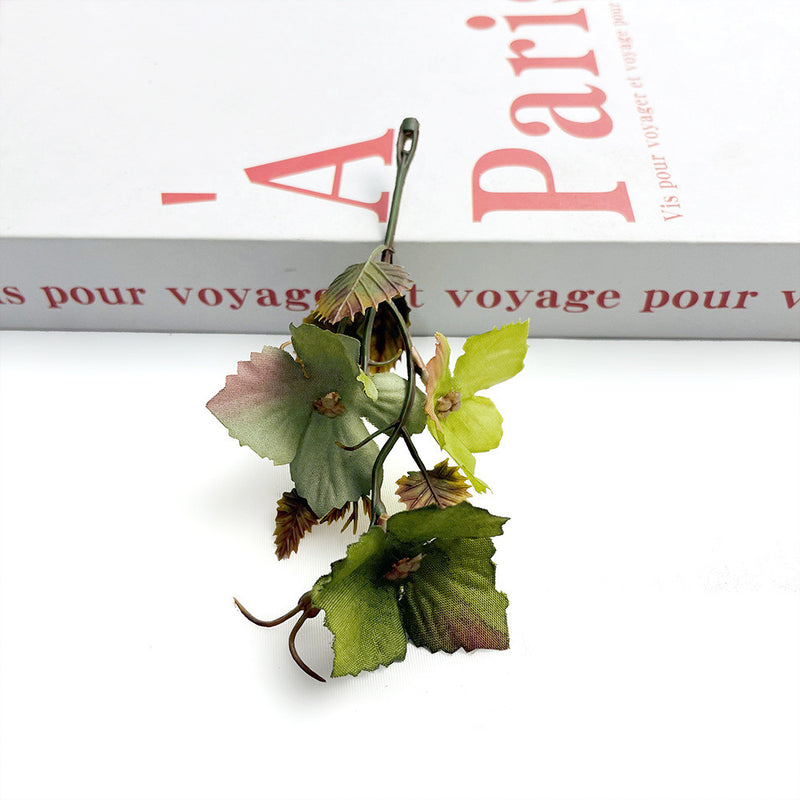 Autumn Grape Leaf Stems, 4" Real-Touch Faux Vine with 1.5" Clusters, DIY Wedding Bouquets, Fall Home Decor, Floral Arrangements