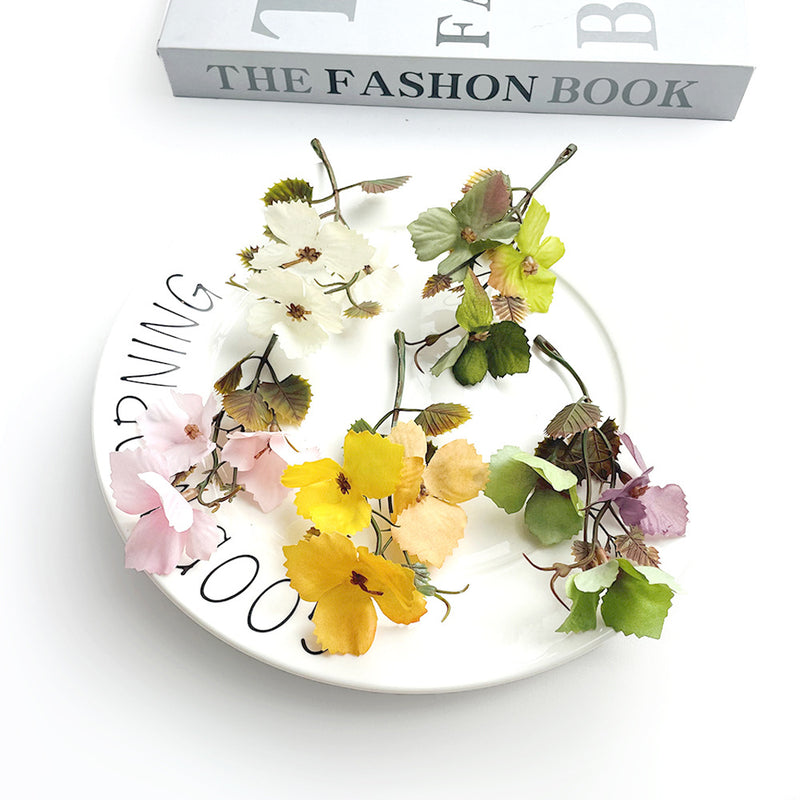 Autumn Grape Leaf Stems, 4" Real-Touch Faux Vine with 1.5" Clusters, DIY Wedding Bouquets, Fall Home Decor, Floral Arrangements