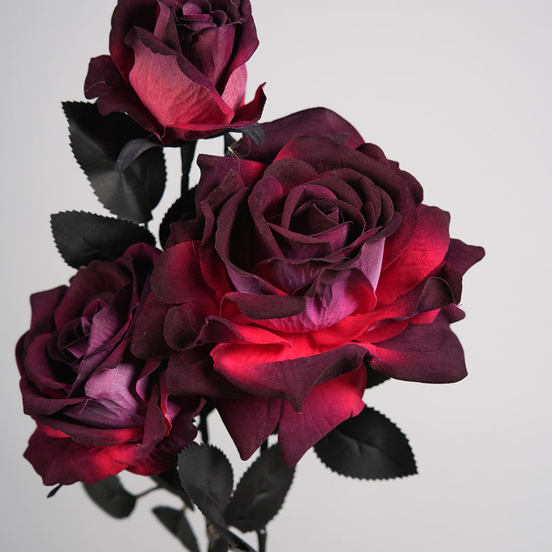 Gothic Black Artificial Rose Stem, 20" Real-Touch Faux Flower for Halloween Decor, Dark Wedding Centerpieces, DIY Bouquets & Home Vase Arrangements