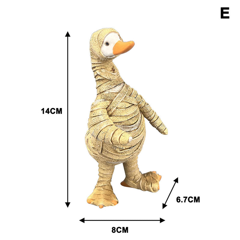 Halloween Duck Figurines Set - Mummy, Pumpkin, Reaper, Witch & Ghost Resin Decor for Home, Office & Seasonal Displays (5-Piece)
