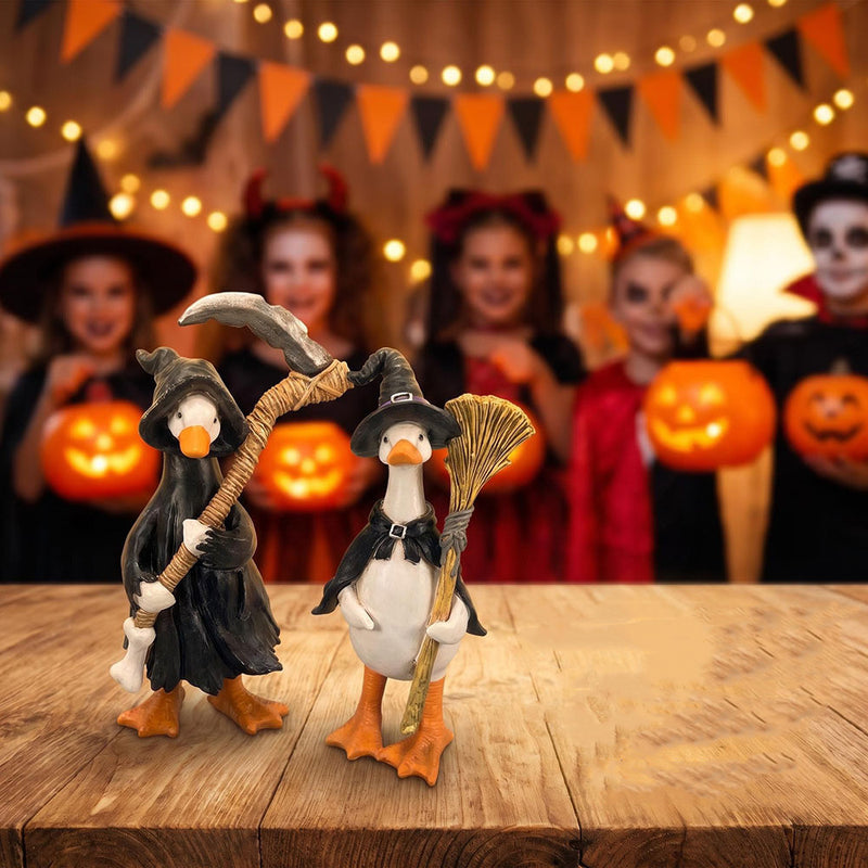 Halloween Duck Figurines Set - Mummy, Pumpkin, Reaper, Witch & Ghost Resin Decor for Home, Office & Seasonal Displays (5-Piece)