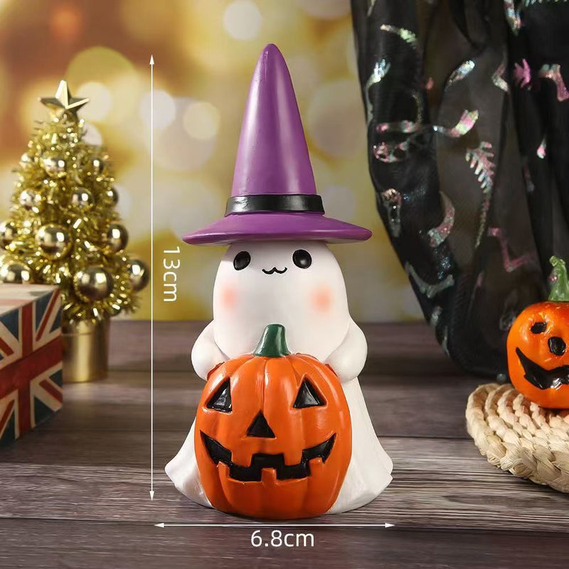 Glow-in-the-Dark Halloween Ghost Figurine - 5" Tall Resin Decor for Porch, Yard & Indoor Displays, Set of 3 Spooky Standing Phantoms (2.5" Wide)