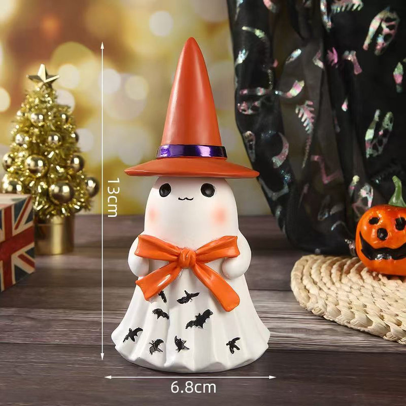 Glow-in-the-Dark Halloween Ghost Figurine - 5" Tall Resin Decor for Porch, Yard & Indoor Displays, Set of 3 Spooky Standing Phantoms (2.5" Wide)