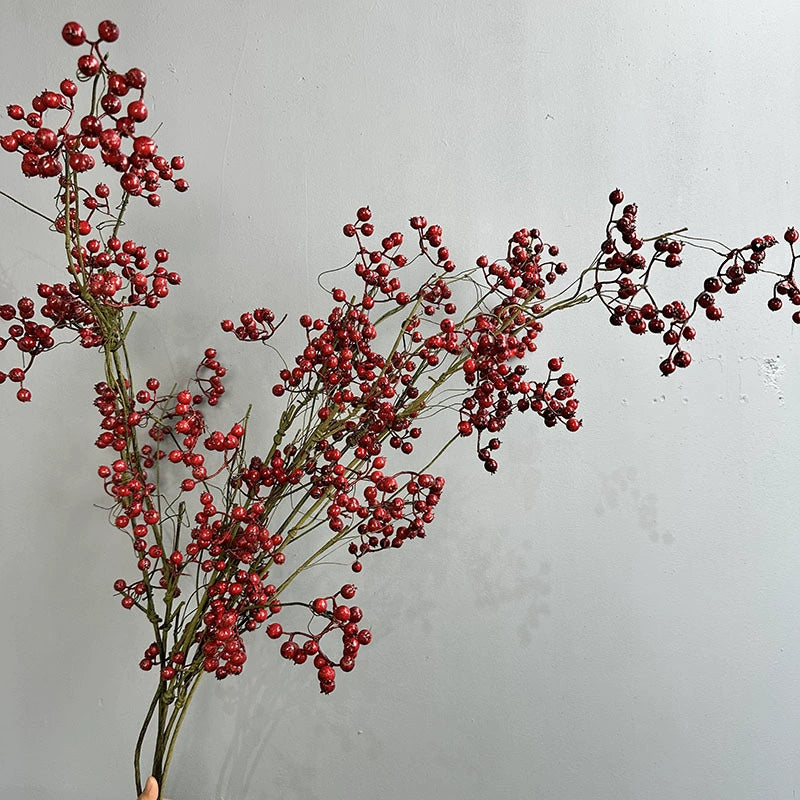 43" Artificial Holly Berry & Wintergreen Vine with Berries, Real-Touch Faux Greenery for Vase Fillers, Wedding Centerpieces, Home Decor, Floral Arrangements