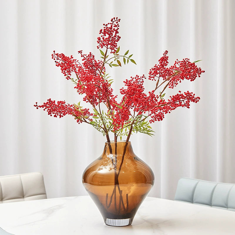 30" Realistic Nandina Berry Stems, Artificial Red Berry Branches for Vase Fillers, Wedding Centerpieces, Christmas & Home Decor - Set of 1