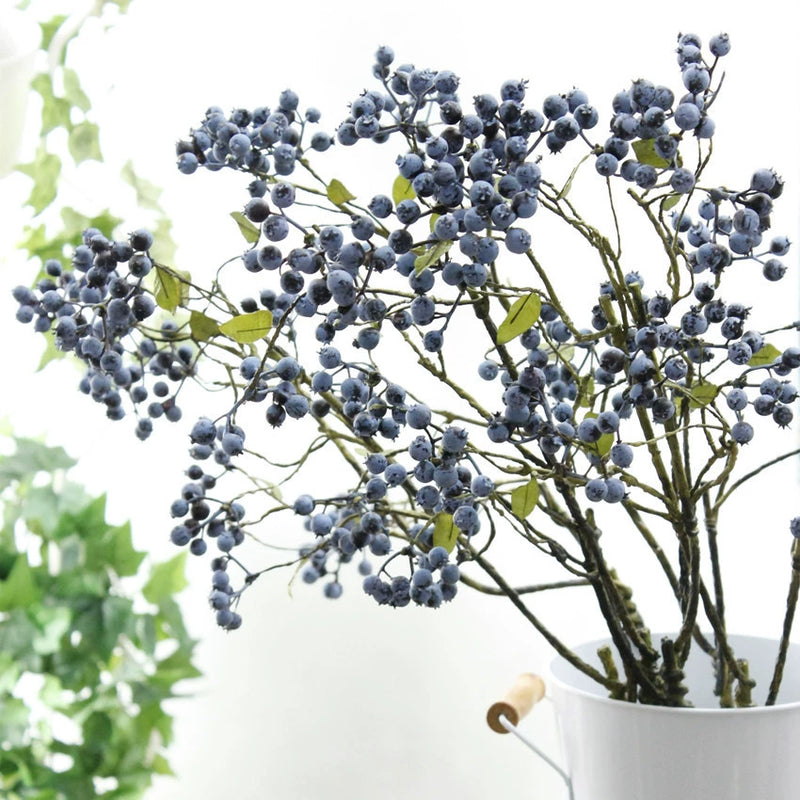 Blueberry Artificial Stems, 32" Real-Touch Faux Berries for Vase Arrangements, Wedding Centerpieces & Home Decor – Bulk Discounts Available
