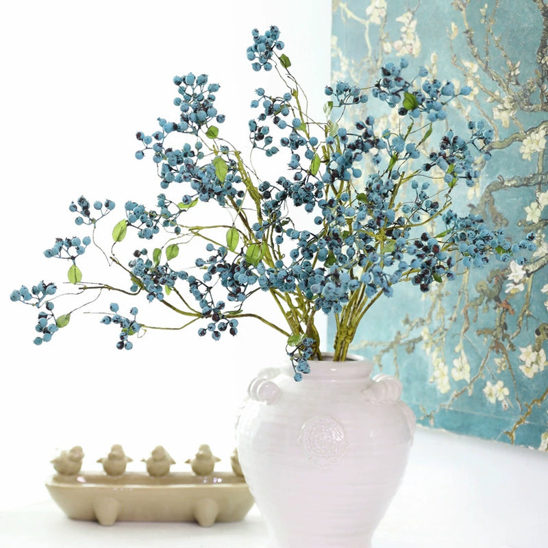 Blueberry Artificial Stems, 32" Real-Touch Faux Berries for Vase Arrangements, Wedding Centerpieces & Home Decor – Bulk Discounts Available