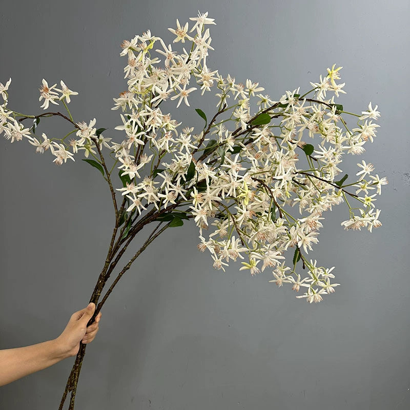 Real-Touch Agapanthus & Hydrangea Stem, 41" Artificial Flower for Vase Arrangements, Wedding Decor, Home & Commercial Styling – White or Champagne