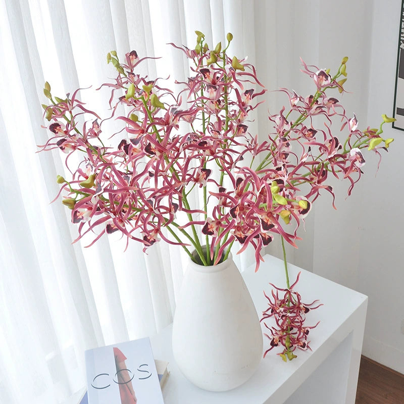 Real-Touch Spider Lily Artificial Flowers, 34" Tall Bendable Stems, Lifelike Latex Faux Floral Arrangement for Vases, Wedding Centerpieces, Home Decor (White, Pink, Fuchsia)
