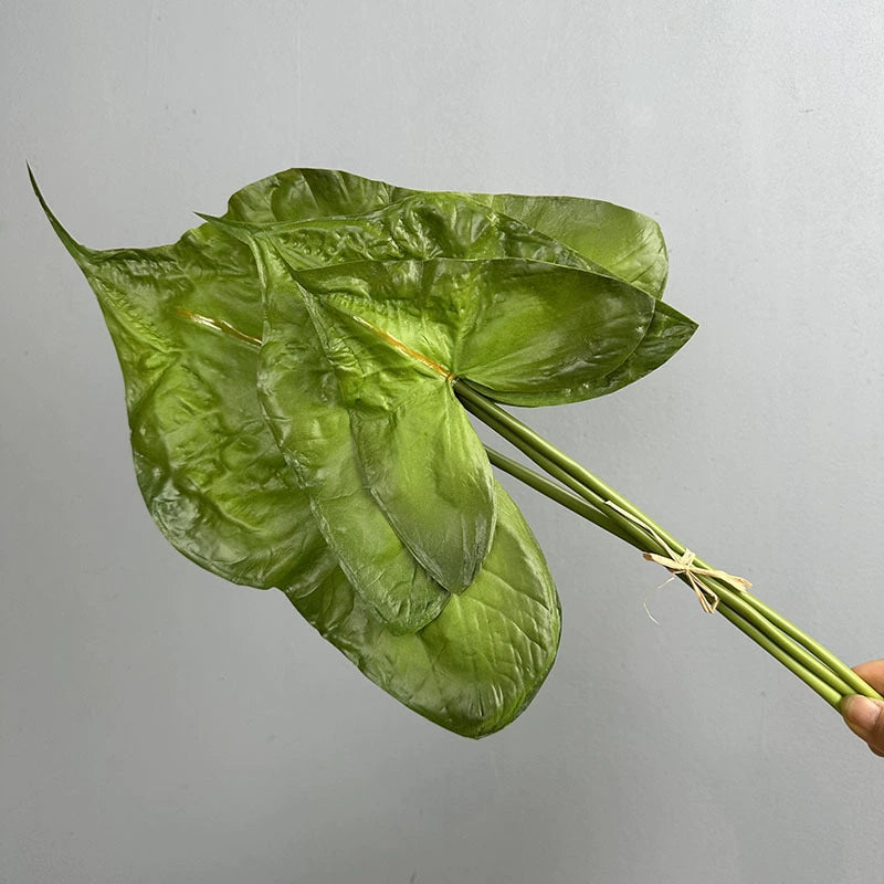 Realistic PU Syngonium Podophyllum Leaves - Set of 3 Lifelike Artificial Foliage Stems, 21" Length for Vase Arrangements, Wedding Decor, Home Styling