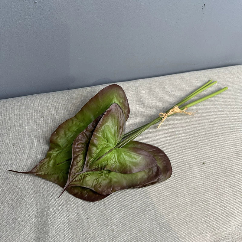Realistic PU Syngonium Podophyllum Leaves - Set of 3 Lifelike Artificial Foliage Stems, 21" Length for Vase Arrangements, Wedding Decor, Home Styling