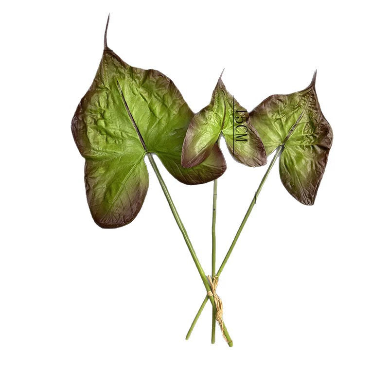 Realistic PU Syngonium Podophyllum Leaves - Set of 3 Lifelike Artificial Foliage Stems, 21" Length for Vase Arrangements, Wedding Decor, Home Styling