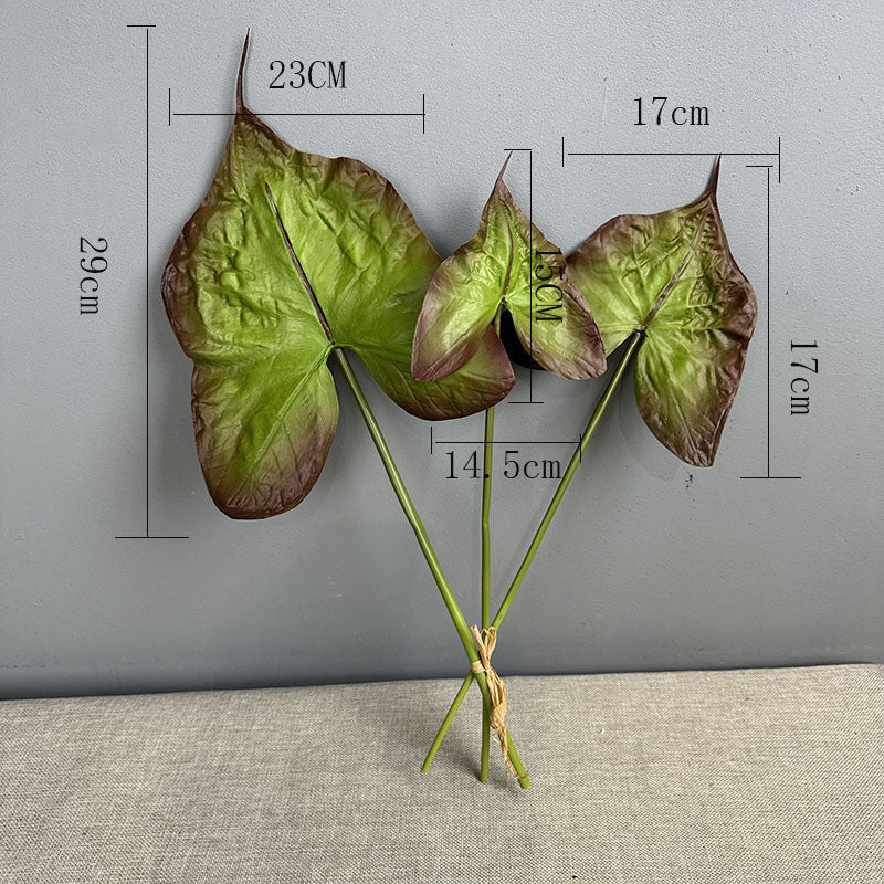 Realistic PU Syngonium Podophyllum Leaves - Set of 3 Lifelike Artificial Foliage Stems, 21" Length for Vase Arrangements, Wedding Decor, Home Styling