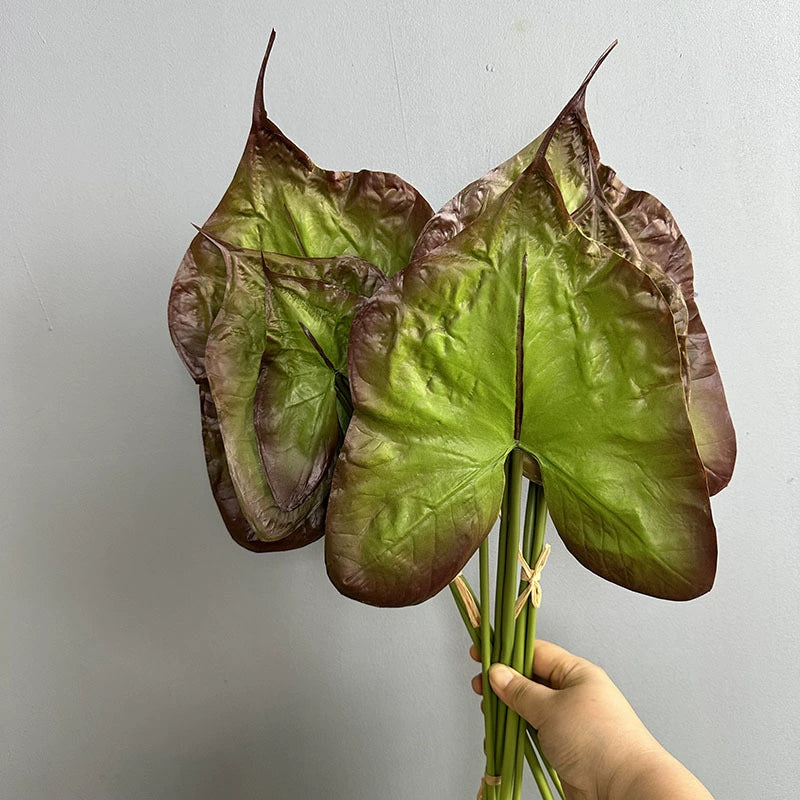 Realistic PU Syngonium Podophyllum Leaves - Set of 3 Lifelike Artificial Foliage Stems, 21" Length for Vase Arrangements, Wedding Decor, Home Styling